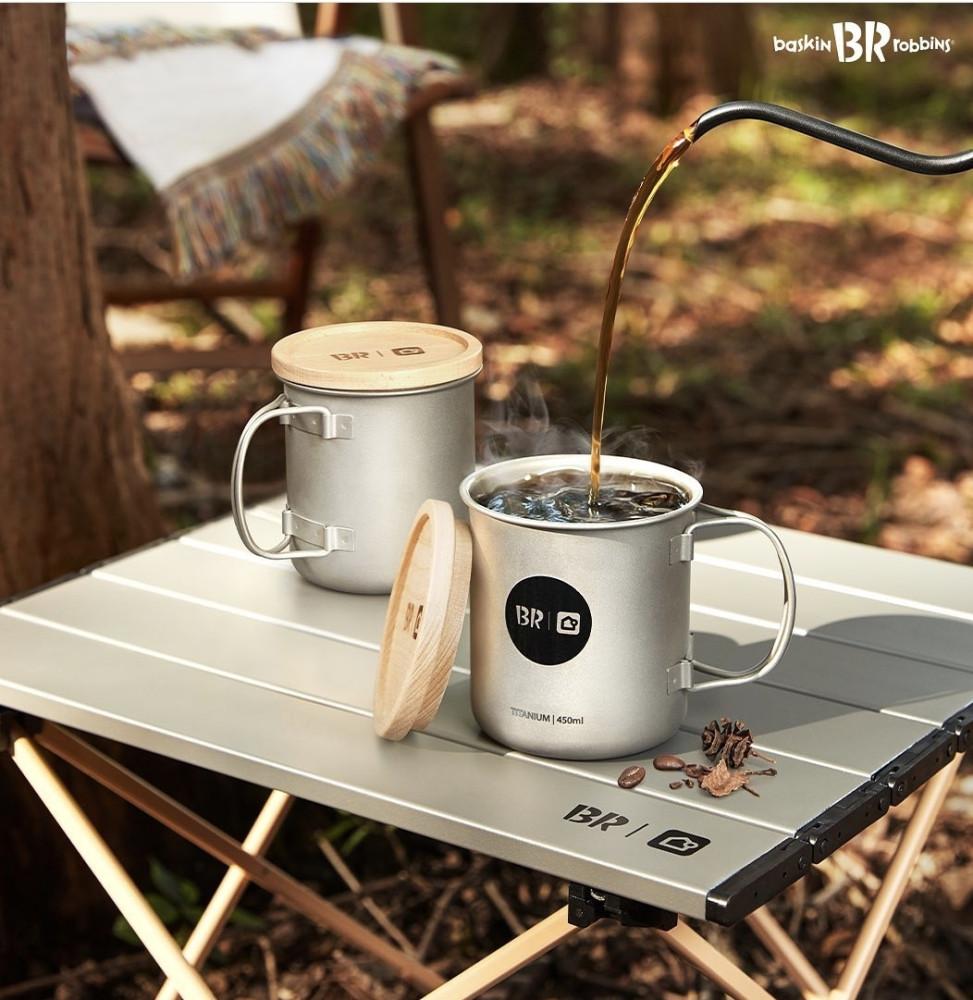 베스킨라빈스 캠핑 테이블 스텐 머그  접이식테이블 롤링테이블