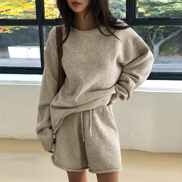 코디세트💕컴포즈 니트&반바지 셋업/니트투피스/도톰니트/니트반바지/루즈핏니트/박시핏니트