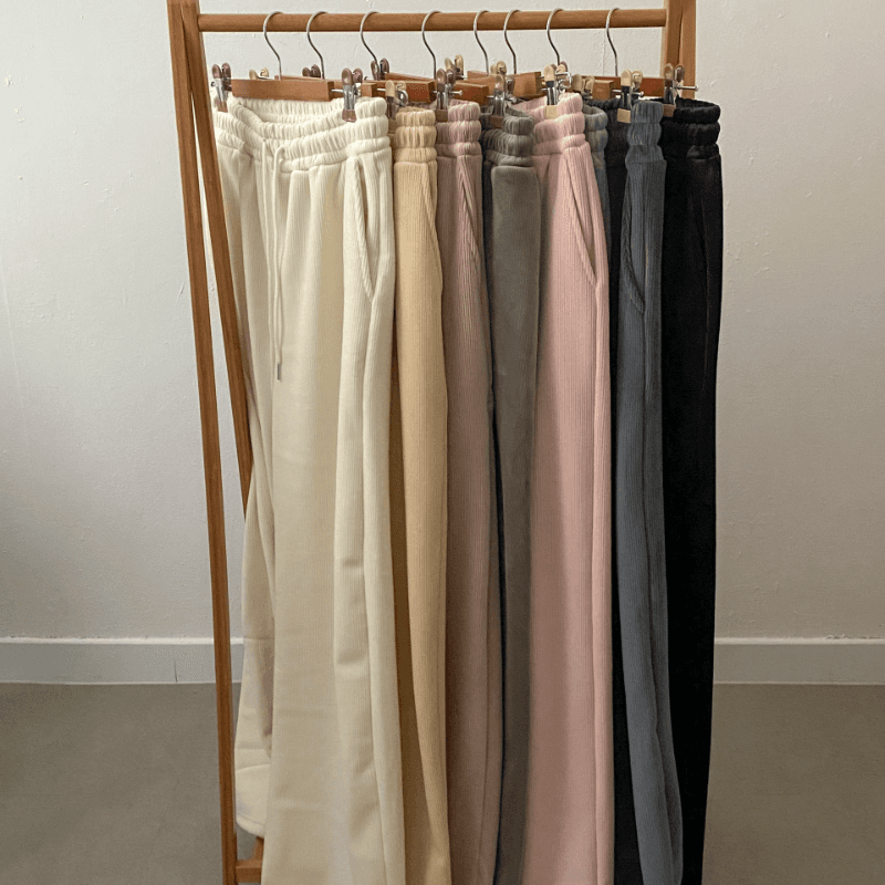 포메이드 융기모 골지 스판 와이드 팬츠 (8color)