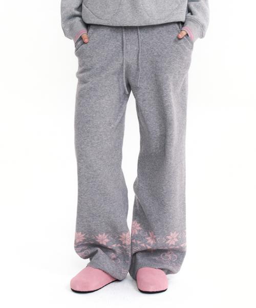 자카드 니트 팬츠 [멜란지 그레이]