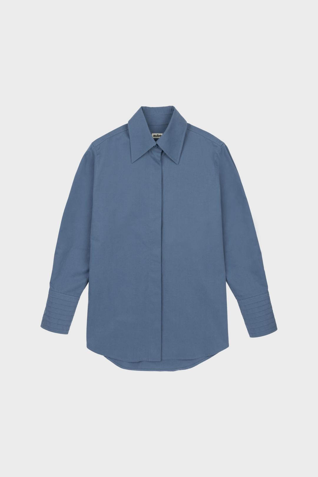 pin tuck cuff shirt-blue