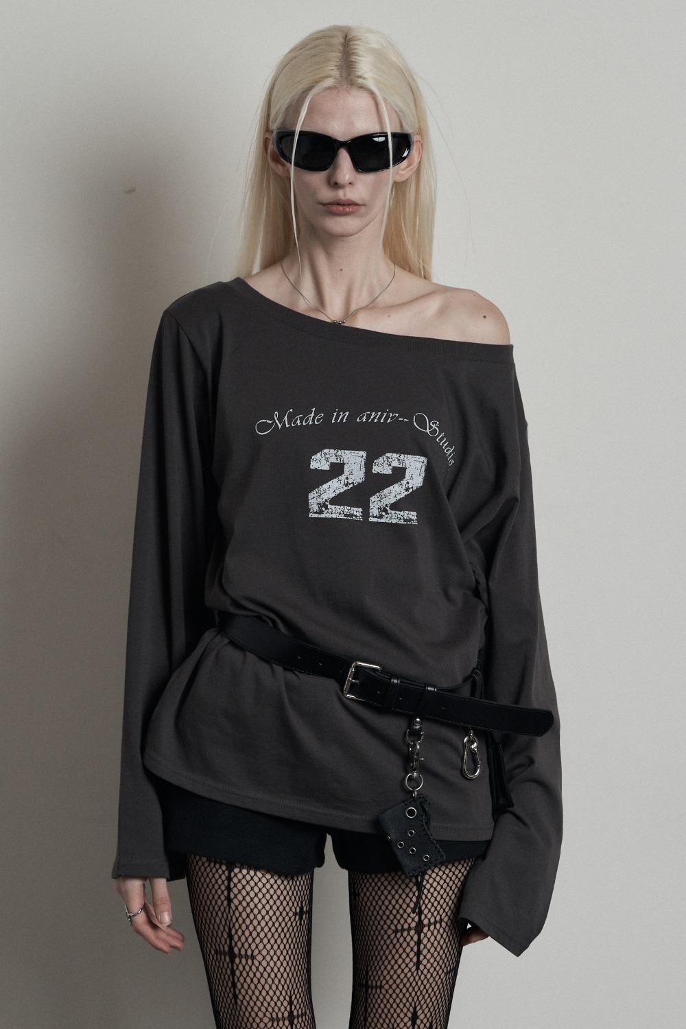 TWENTY TWO OFF SHOULDER LONG SLEEVE CHARCOAL