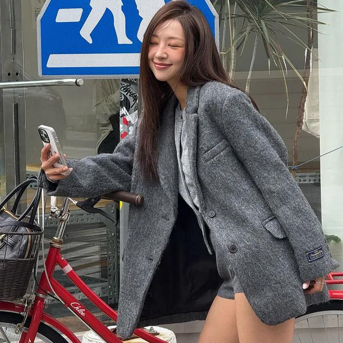 [지구 착용/2차 REORDER] HAIRY WOOL RELAXED FIT JACKET [MELANGE CHARCOAL] / 2 SIZE