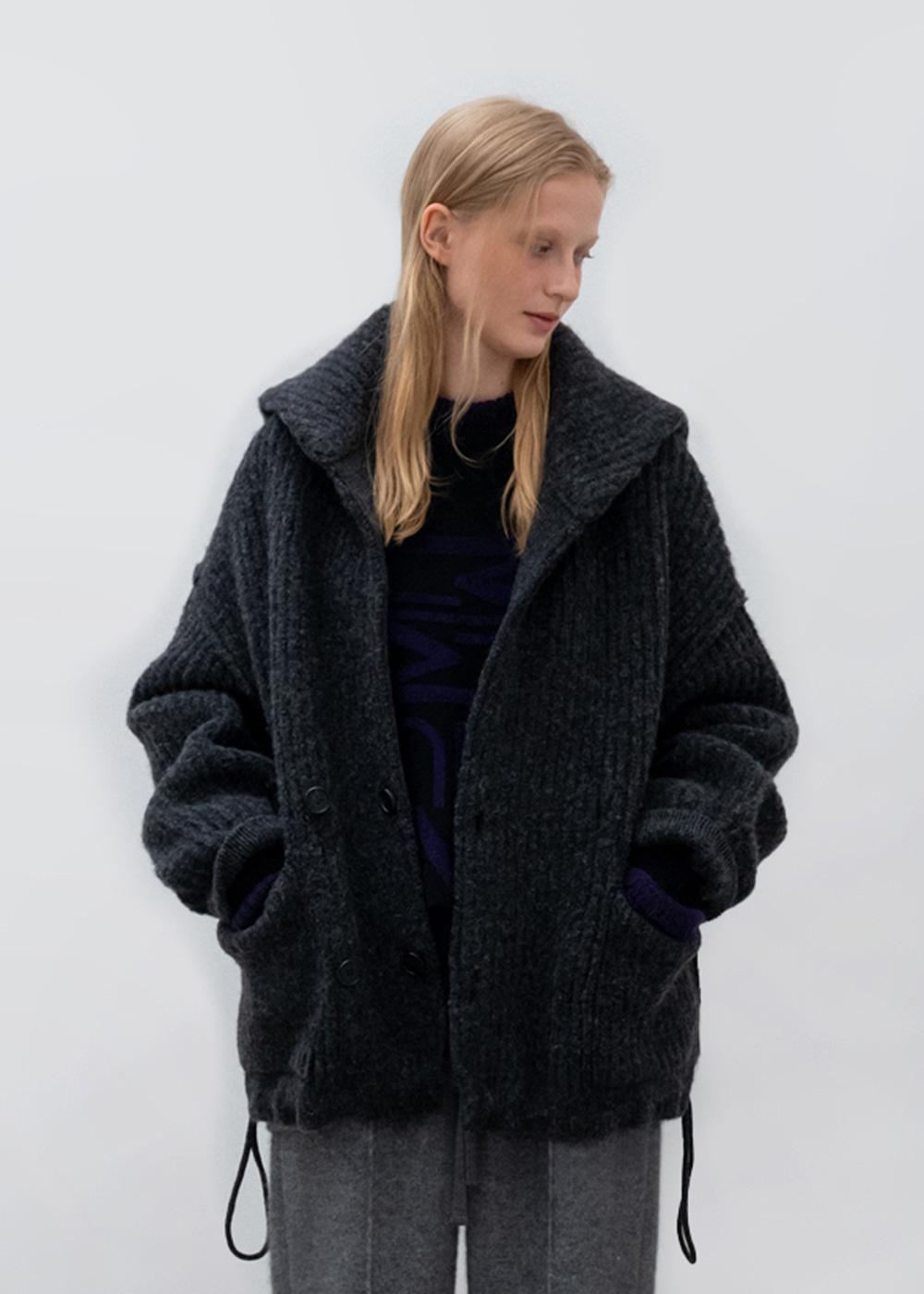 [10/17일 예약배송] Pure shetland wool sailor collared jacket_Charcoal