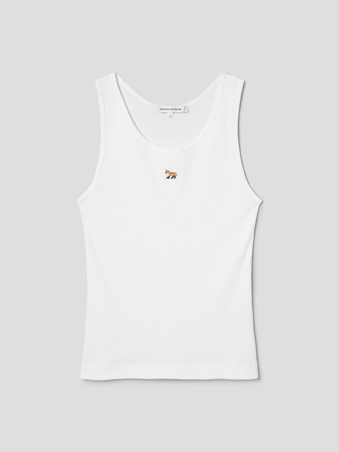 ★제니착용★ Women Baby Fox Ribbed Tank Top - White