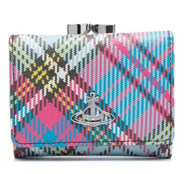 비비안웨스트우드 스몰 프레임 반지갑 체크 블루 맥앤디 타탄 MacAndy