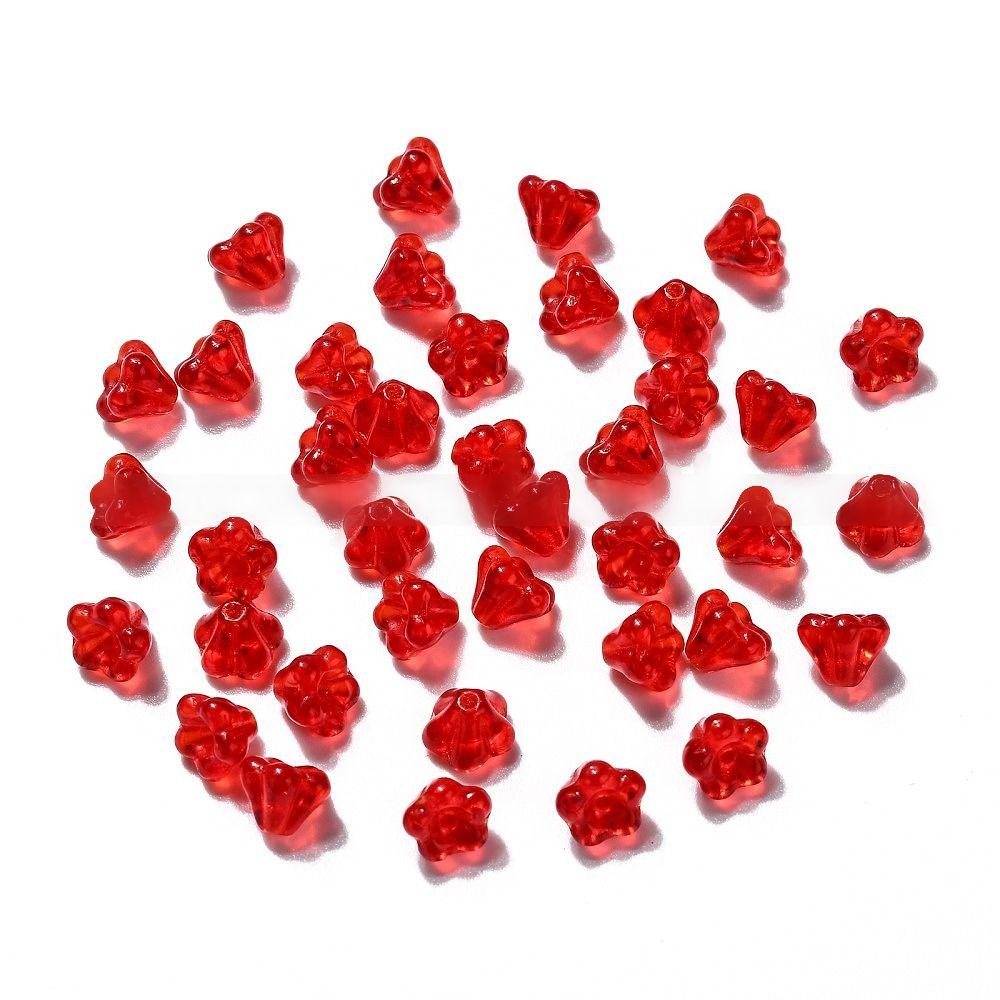 투명체코유리비즈/꽃/레드/6.5X5mm/구멍:0.8mm/약357~363개/봉지