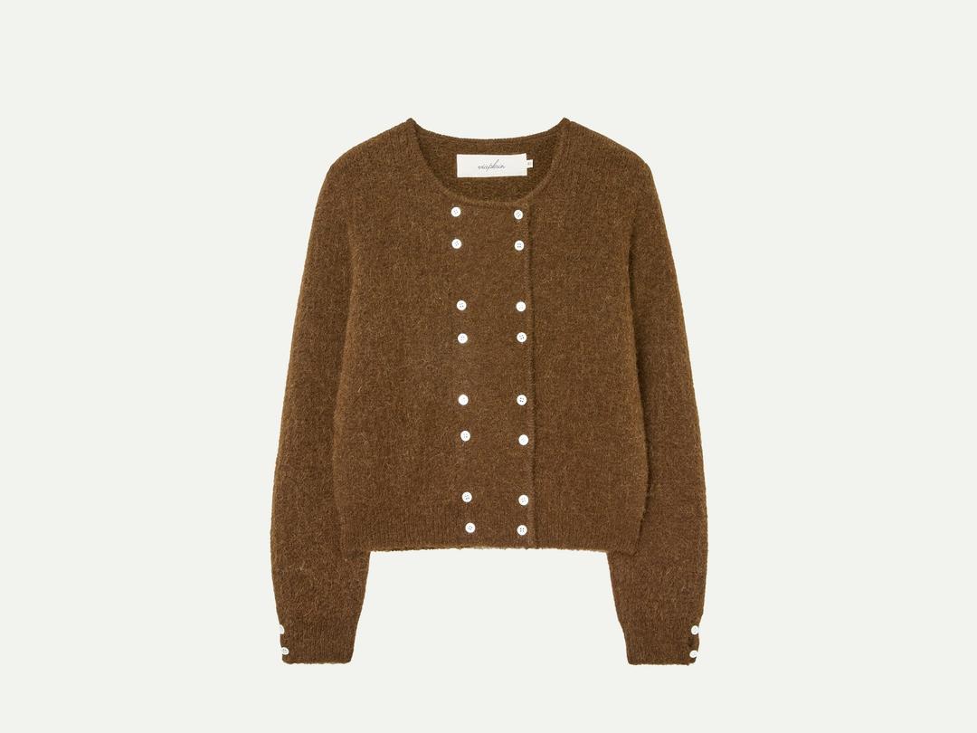 Via Rinker alpaca knit cardigan (Brown)
