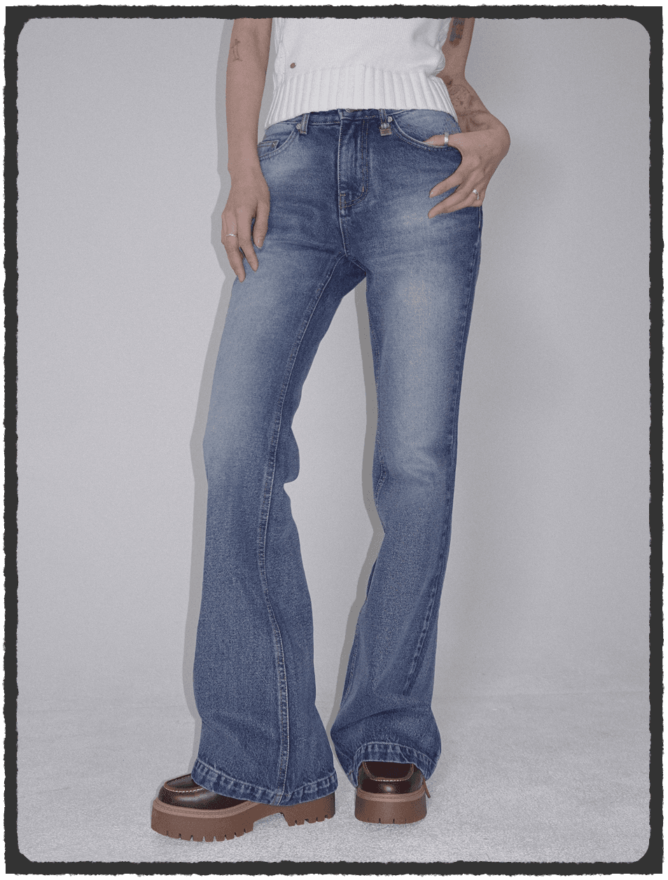 Midrise Bootcut Denim Jean - Handbrush Washing