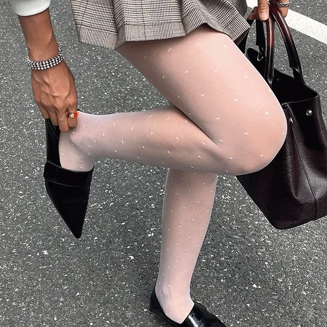 도트 땡땡이 스타킹 블랙 패턴 시스루 팬티스타킹