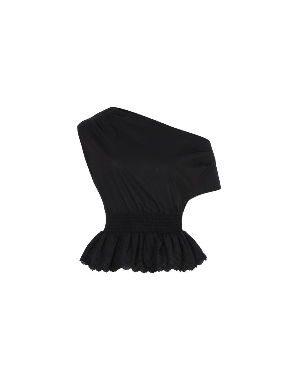 Drape lace blouse (Black)