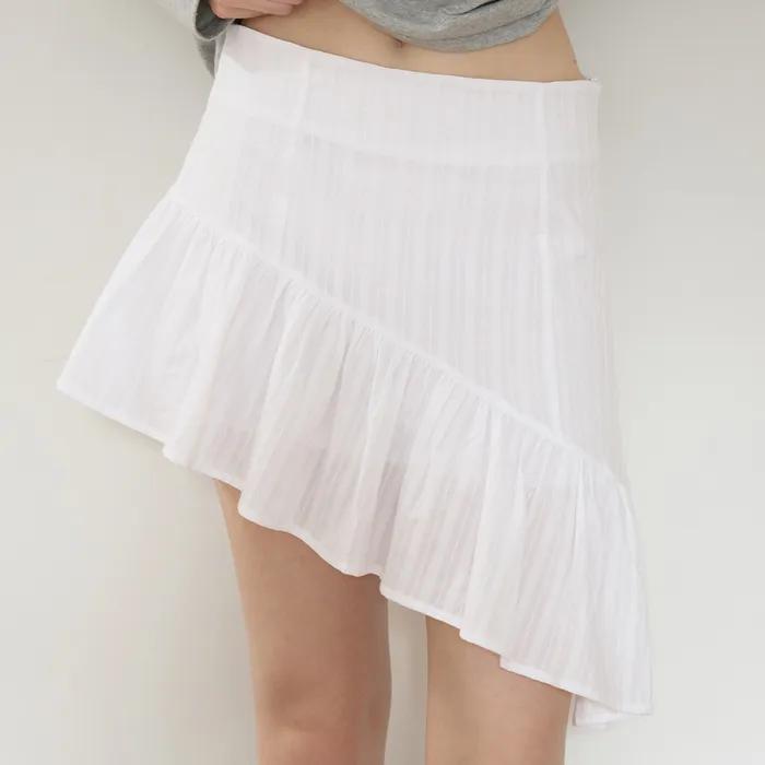 [3/25 순차배송] 캔들 언발란스 프릴 스커트 ( 화이트 )