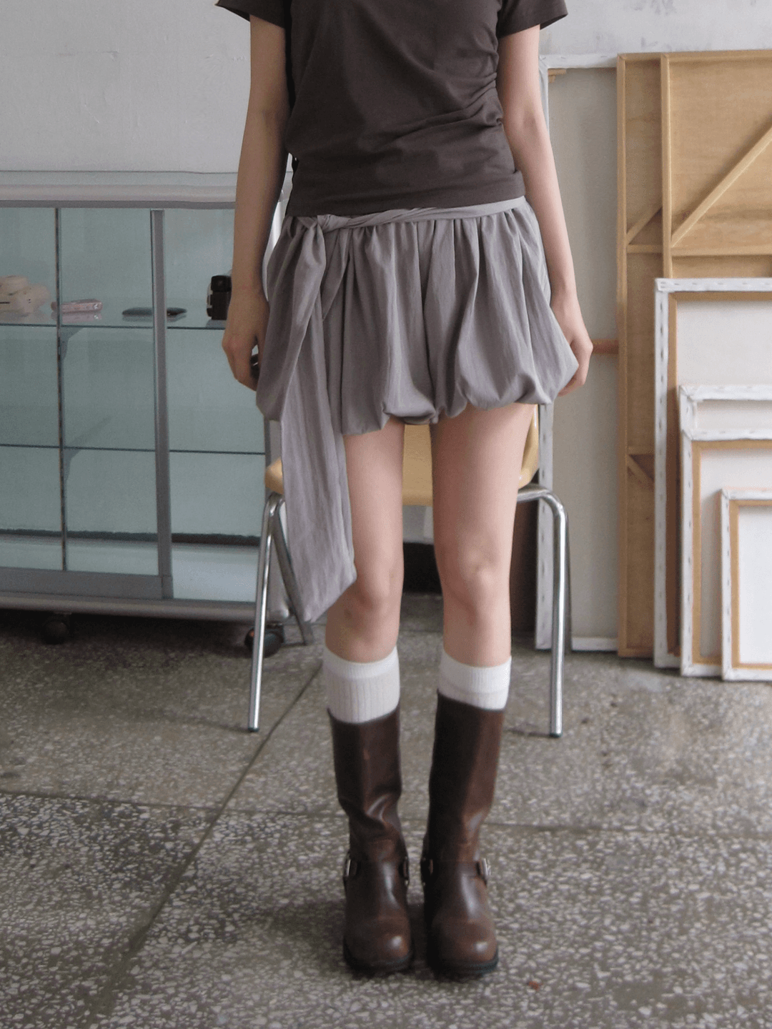 벌룬 벨트 셔링 팬츠 스커트 (2color)