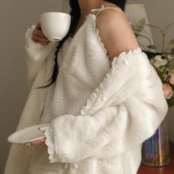 아트박스/뷰랩 [로브+나시+바지] 극세사 레이스 파자마 세트