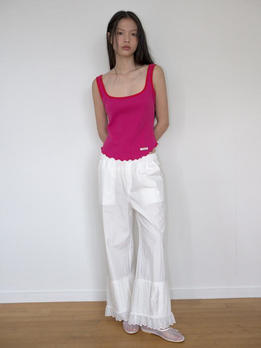 RIBBED SQUARE NECK SLEEVELESS_MAGENTA