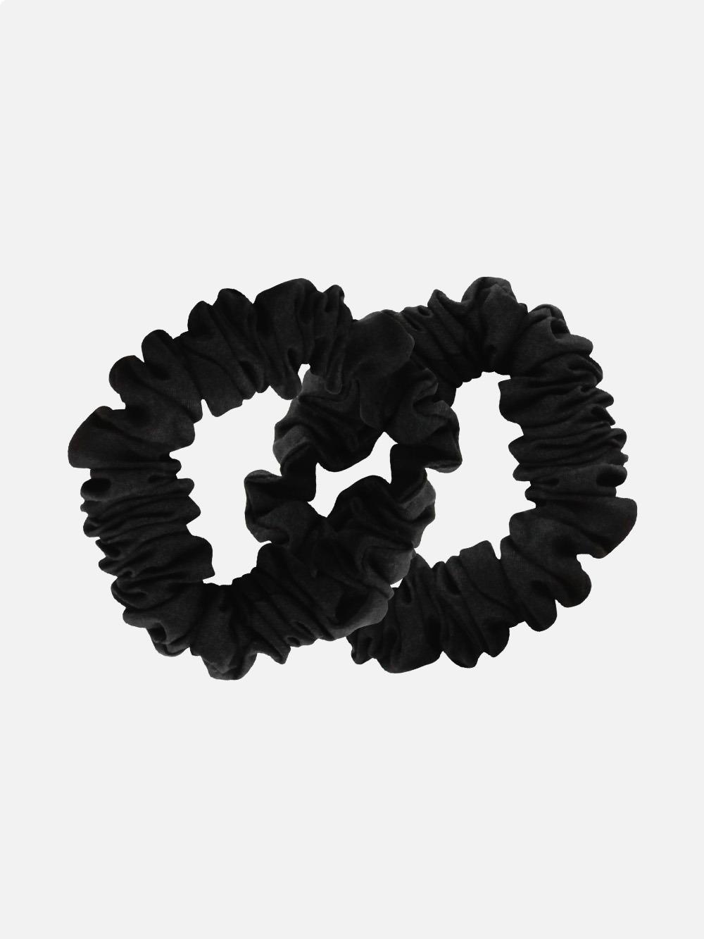 (MATTE) HELEN SILK SCRUNCHIE (BLACK, BABY SET OF 2)