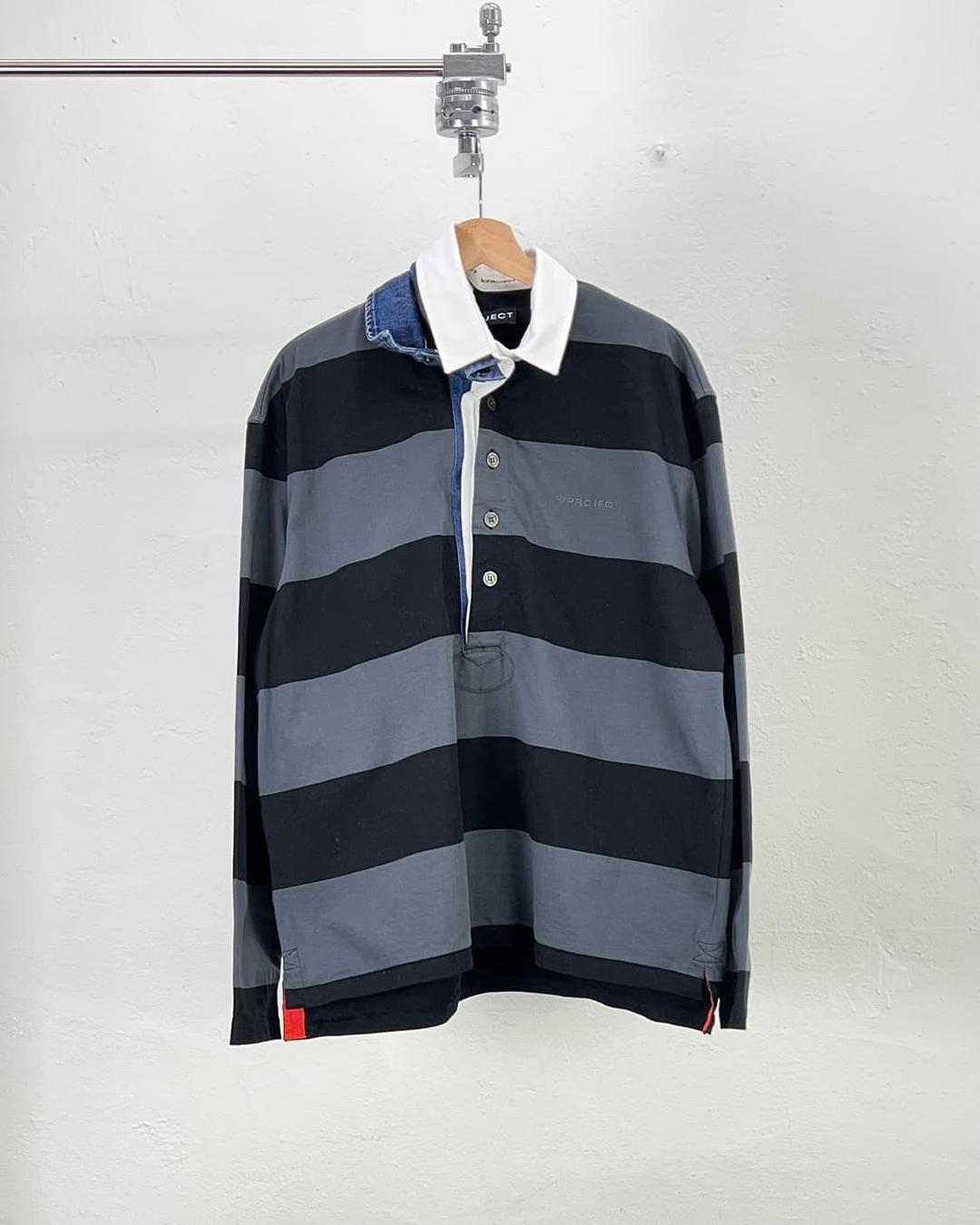 와이프로젝트 23ss 스트라이프 멀티 카라 럭비 폴로 셔츠  | 후루츠패밀리