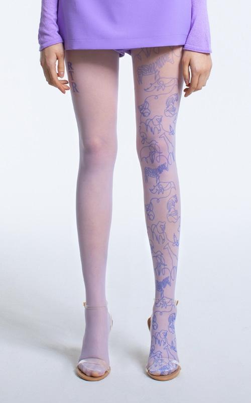 [로맨틱타이거 팬티스타킹] Animal Wireframe Lavender