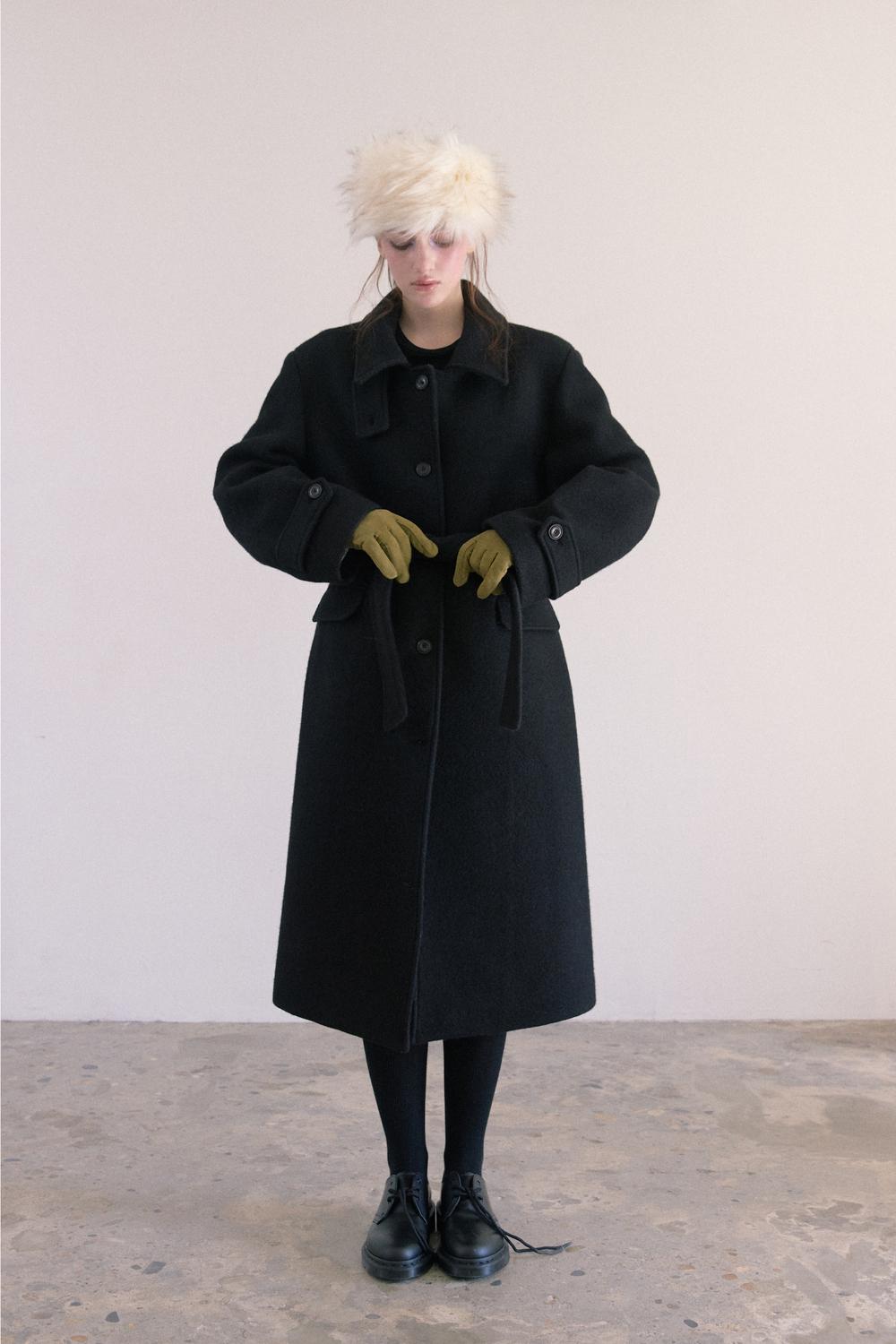 ALPACA SINGLE OVERSIZE LONG COAT (BLACK)
