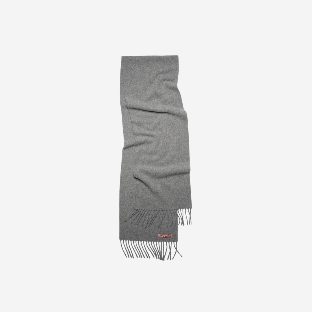 Acne Studios Wool Fringe Scarf Grey Melange