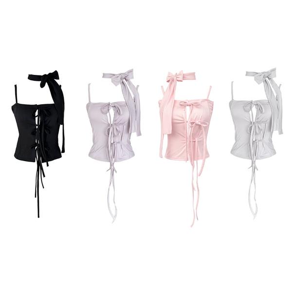 Corset scarf string sleeveless top (4colors)