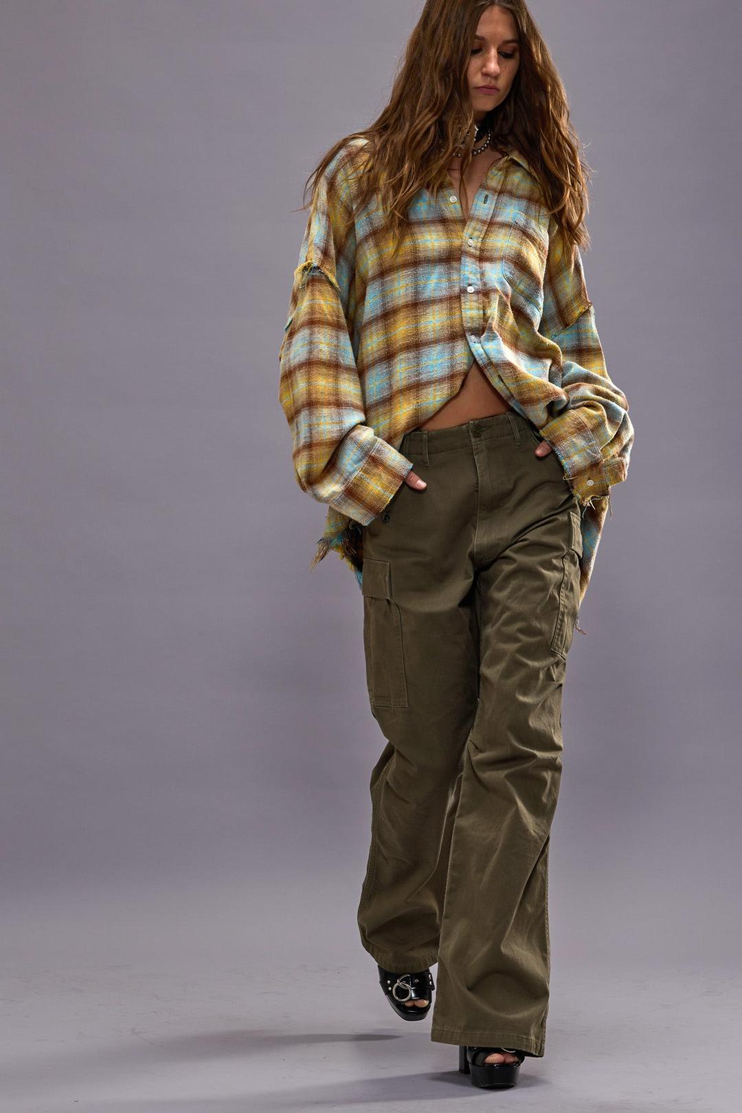 WIDE LEG CARGO - OLIVE - OLIVE / 25 / R13WR097