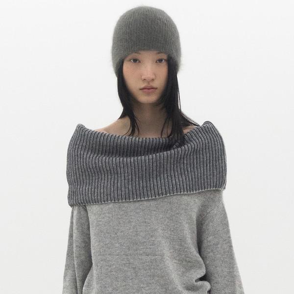 [2/18 출고 예정] Wool Color Off Shoulder Knit (Gray)