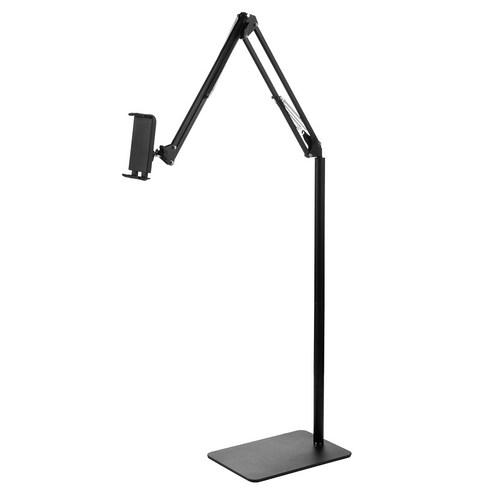 홈플래닛 140cm 자바라 스탠드 탭 패드 태블릿 스마트폰 거치대 대형, 블랙, 1개