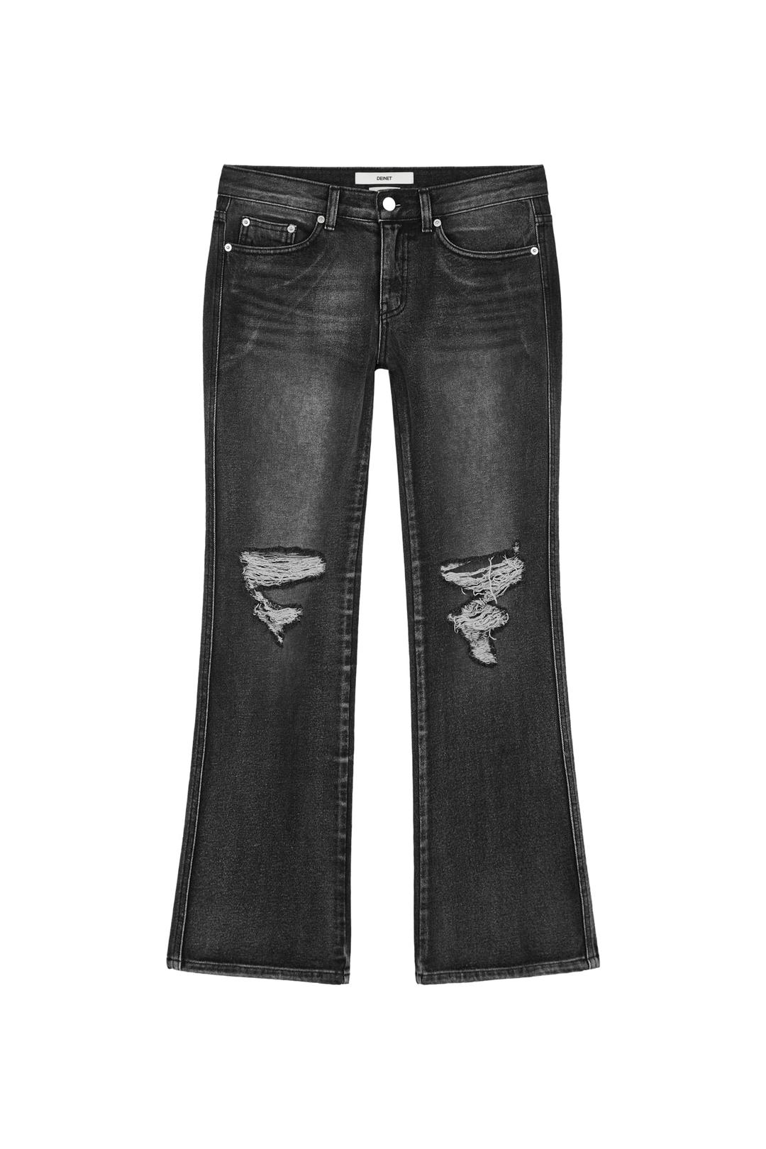 RIPPED DAMAGE BOOTS CUT DENIM IN BLACK