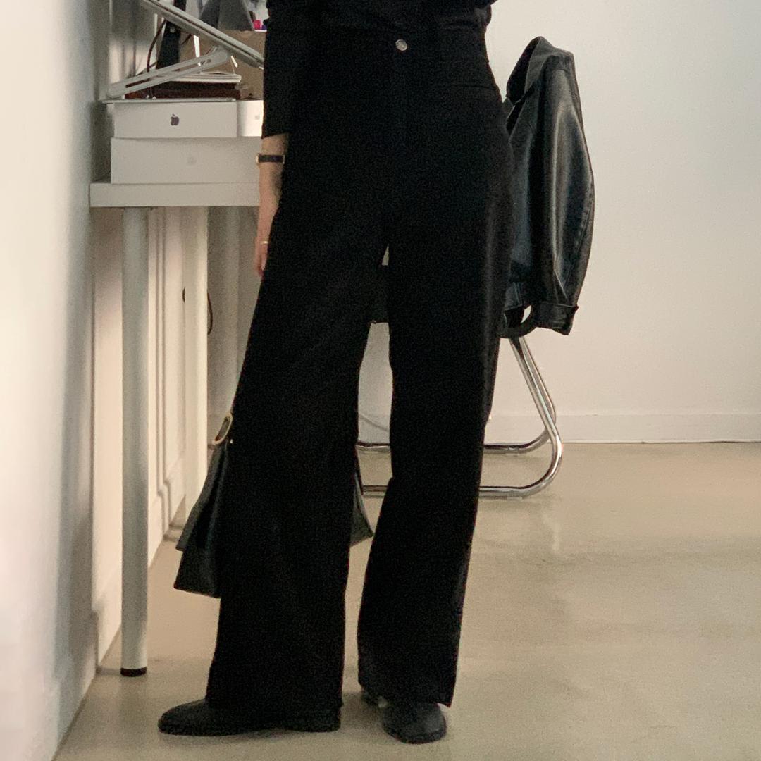 [코듀로이 세미와이드팬츠(블랙)] 키작은여자 키작녀 청바지