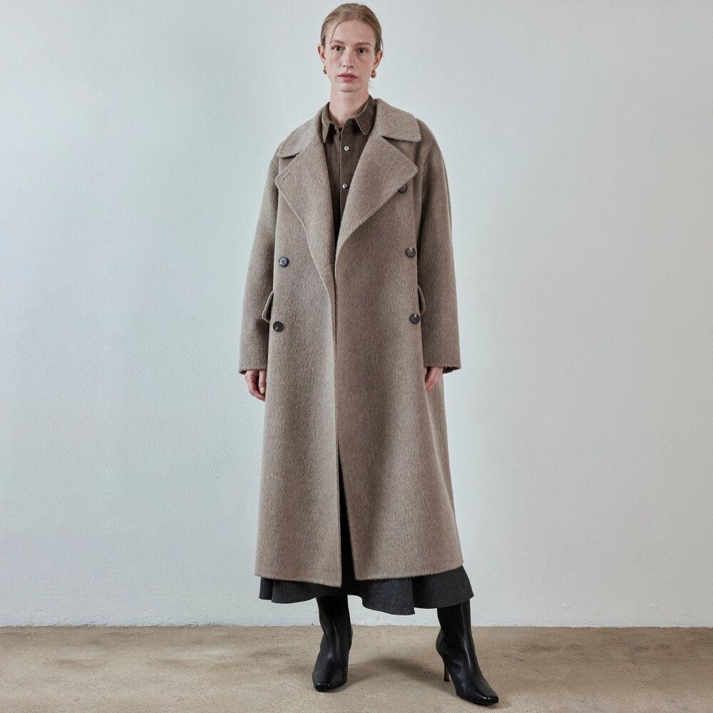 핸드메이드 더블 코트 Handmade Wool-Mohair Double Coat - Taupe