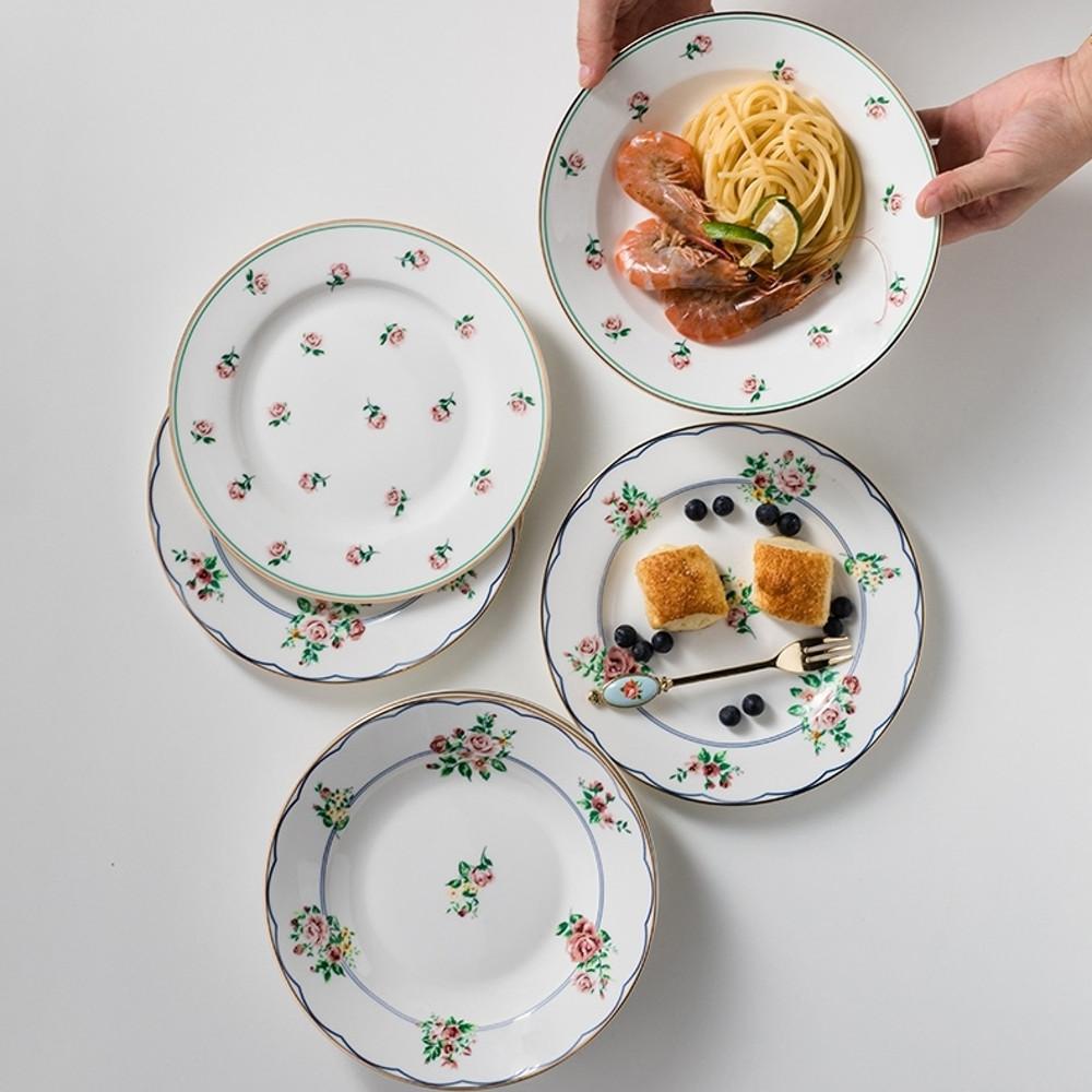 로즈 빈티지접시 디너플레이트 플레이팅 브런치 디저트 수프 파스타 그릇