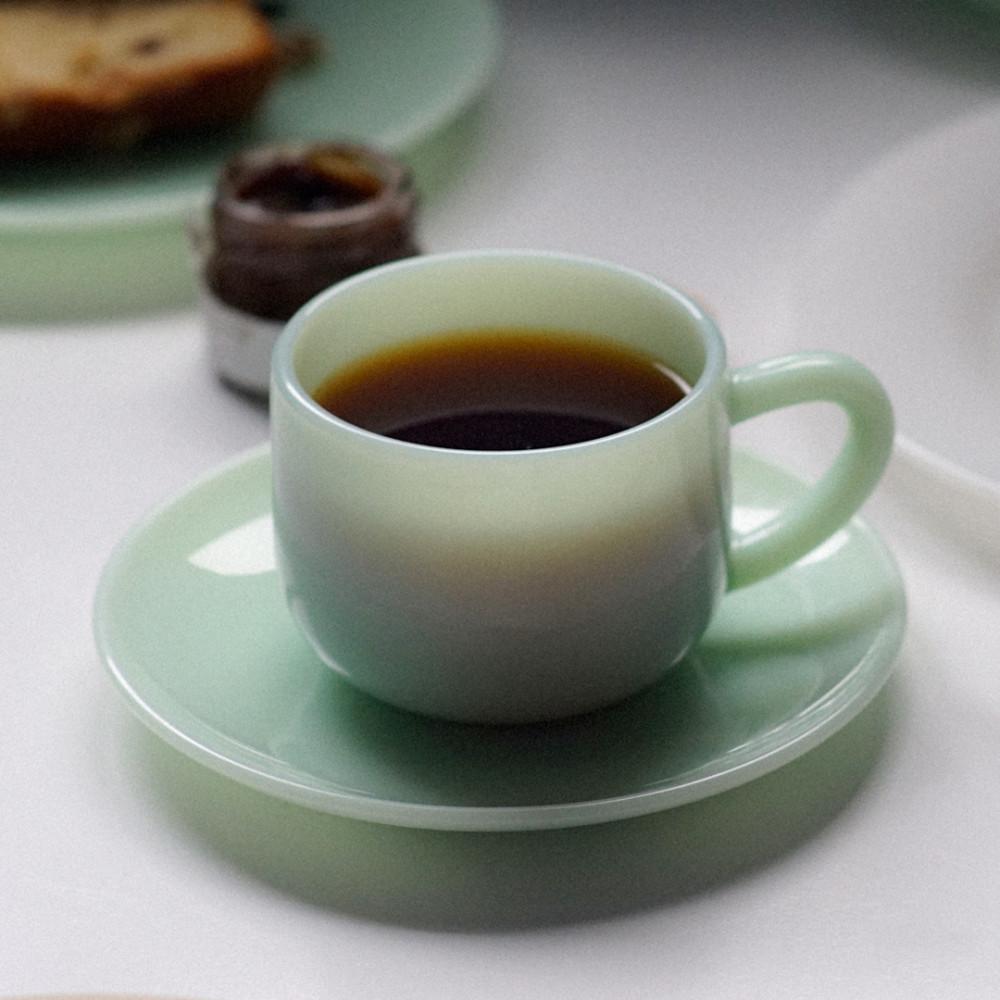 [언스] 베이직 밀크글라스 세트 커피잔(OPL) 민트