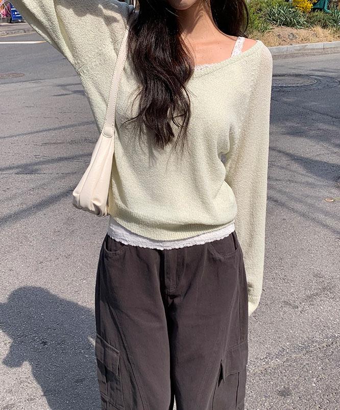 니어웨어 [살안타템] 딜리버 브이넥 니트 (5color) 데이트룩/벚꽃룩/레이어드/여리핏/루즈핏니트/데일리룩/빅사이즈/여리핏니트/오버핏니트