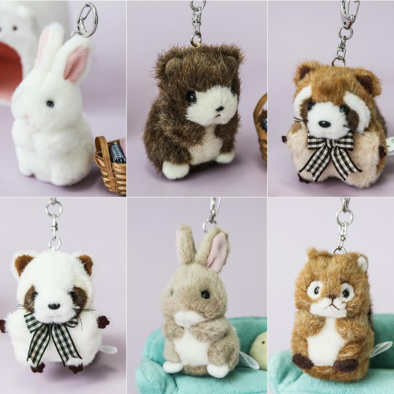 타케노코 베이직 강아지 토끼 해달 동물 인형 키링 열쇠고리 가방고리, 너구리 (화이트), FREE