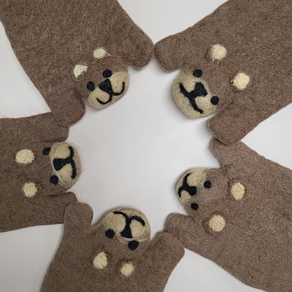 동물 펠트 곰 티코스터 컵받침 양모 귀여운 도톰한 감성 곰돌이