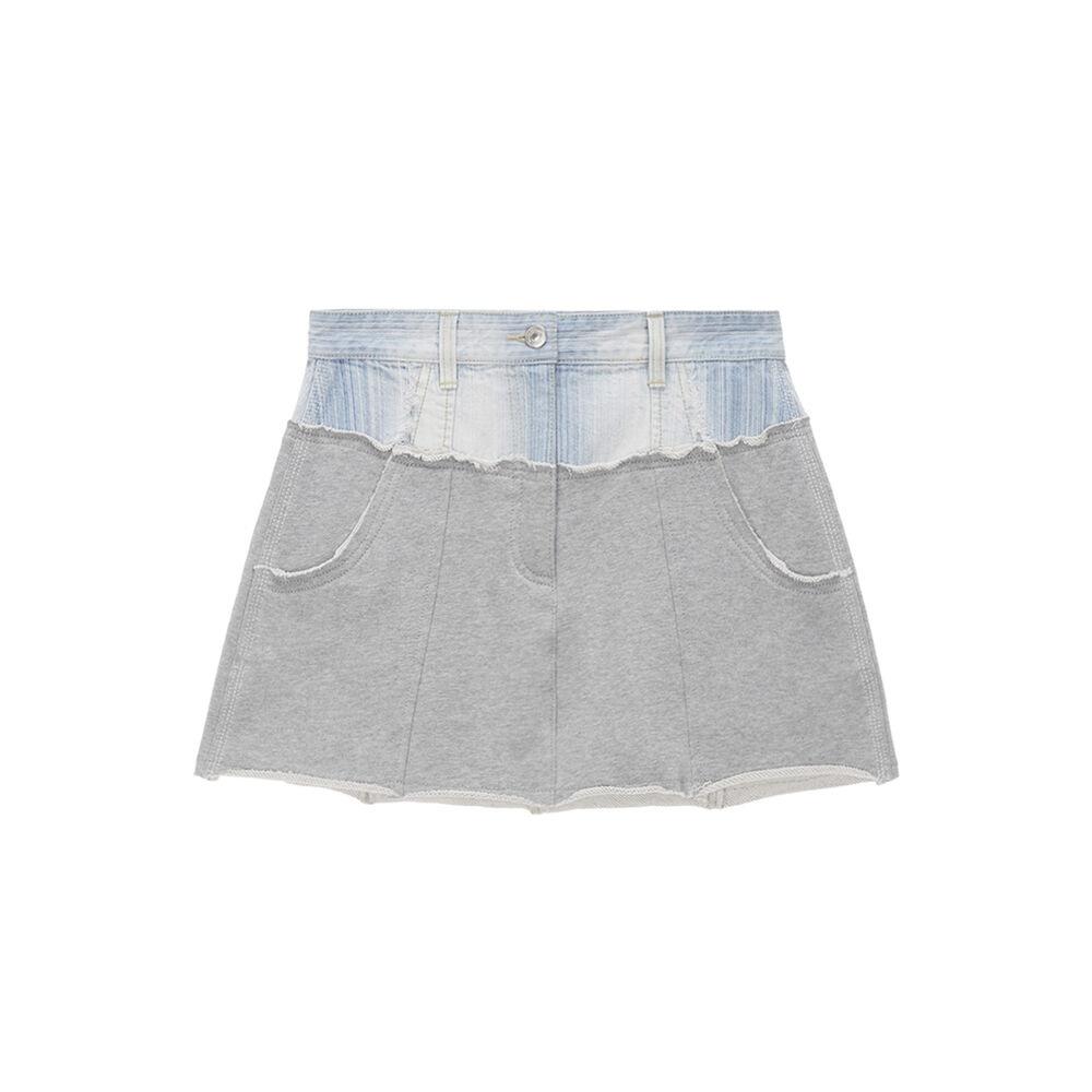 DENIM COMBI SWEAT SKIRT IN GREY