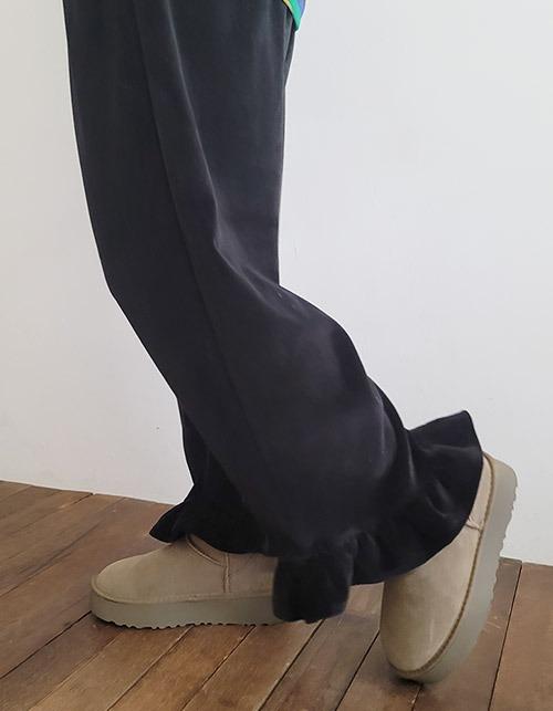 벨로아 밑단 프릴팬츠(3 colors)