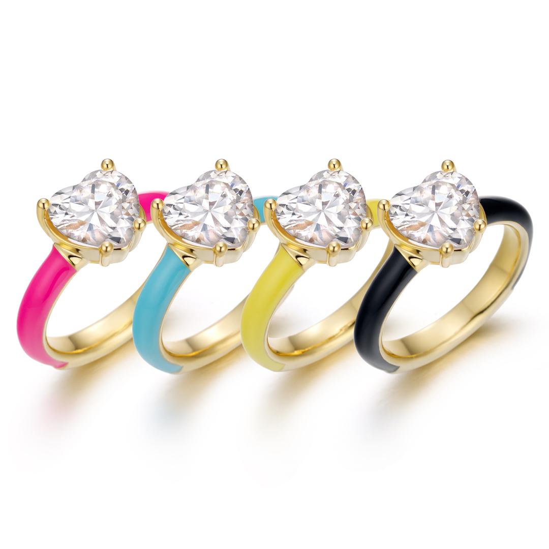 Heart Cut Epoxy Color Ring _4Color