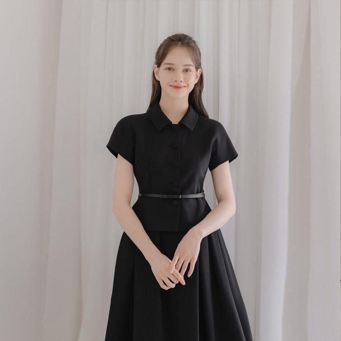 Cap-sleeve Jacket(벨트 제공)/ Black(2color)