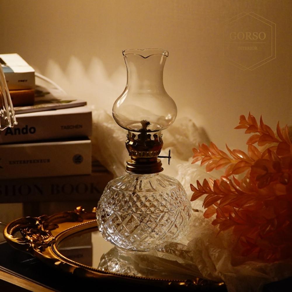 고르소 무드 파라핀 오일 램프 유리 호롱불 감성 캠핑조명 불멍 램프 A