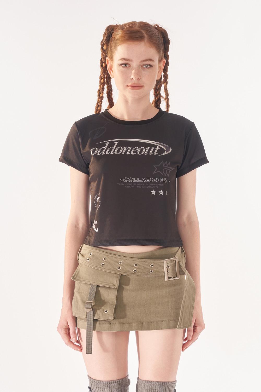 [1차 예약배송6/2] ODDONEOUT siver logo crop top