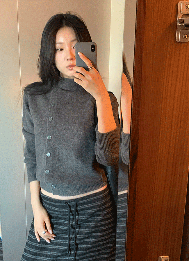 유이니 [Wool] Side button cardigan (3color)