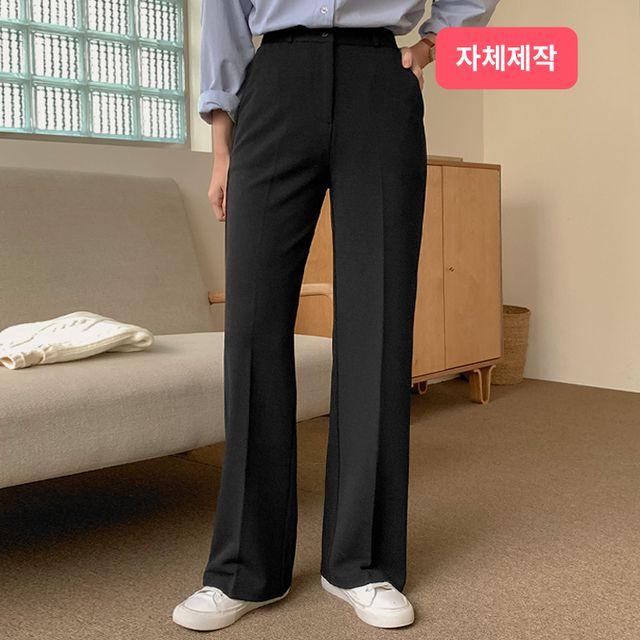 *당일발송![3단기장/2XL까지!/자체제작]노핀턱 군살 커버 쫀쫀 스판 일자 스트레이트핏 인밴딩 슬랙스/어텐션슬랙스