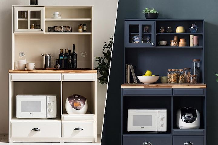 빈즈 렌지대겸조리대+상부장세트 주방수납장 2colors