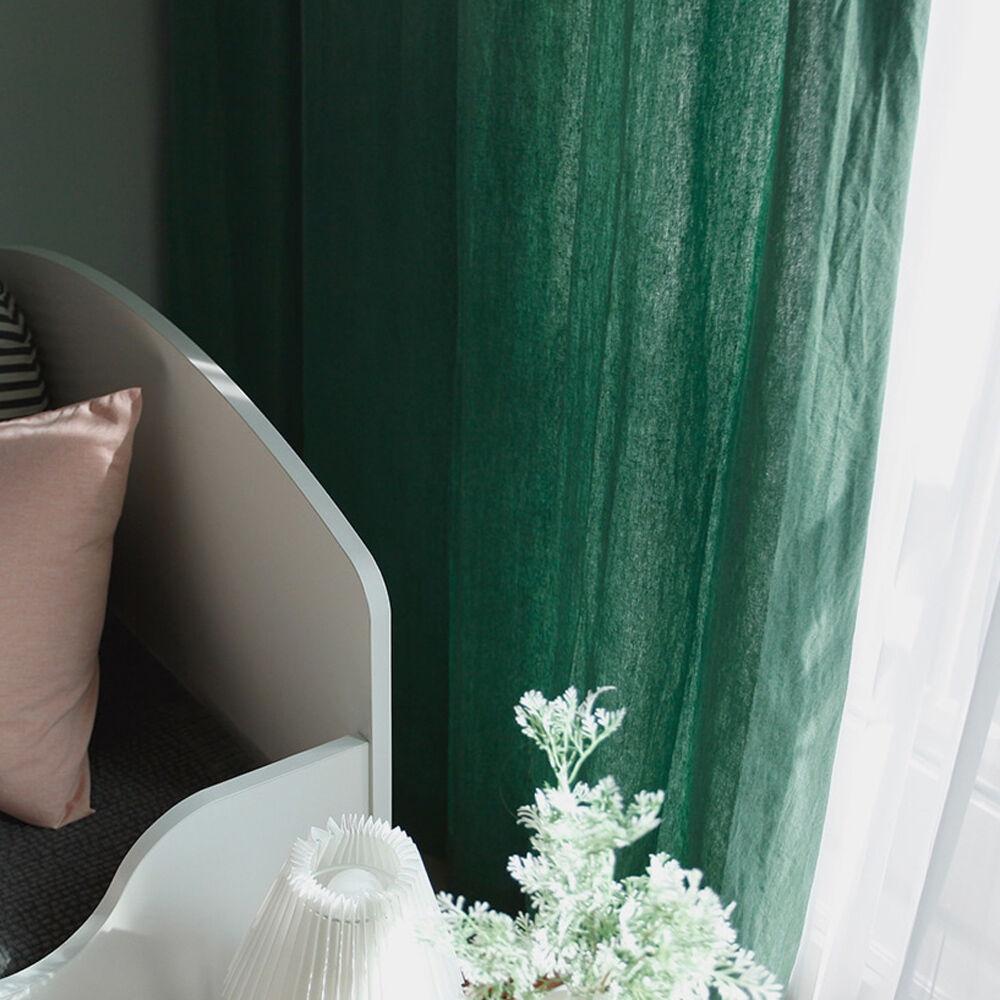 레트로 린넨 커튼-그린