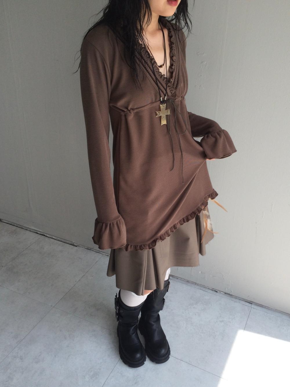 frill v-neck vintage onepiece 프릴 브이넥 빈티지 원피스