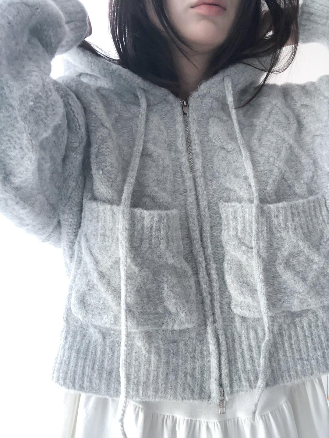 고와 cable knit hood zip-up (3c)