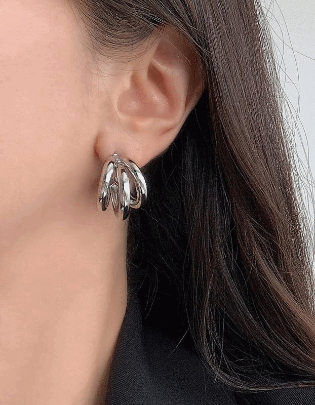 세줄 볼륨 볼드 링귀걸이 트리플 쓰리링 볼드한 인스타 이어링