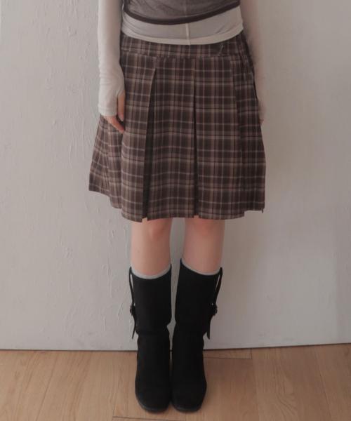 포멀 버튼 플리츠 미디 스커트 (BROWN)_F24ZD871